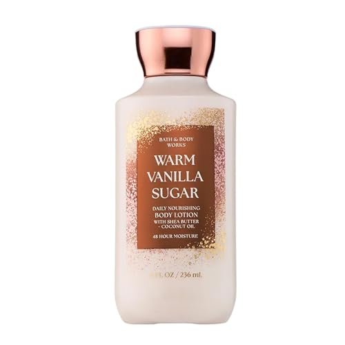 Bath & Body Works Warm Vanilla Sugar Body Lotion, leichte tägliche Feuchtigkeitspflege mit Sheabutter und Kokosöl, Duft nach sprudelndem Zucker und süßer Vanille, 236 ml - 1 Packung