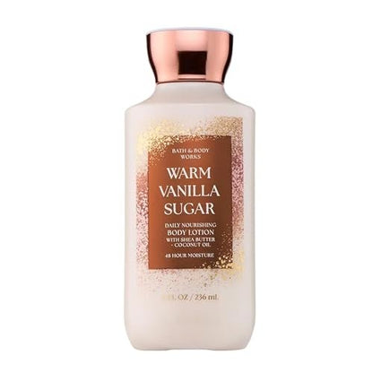 Bath & Body Works Warm Vanilla Sugar Body Lotion, leichte tägliche Feuchtigkeitspflege mit Sheabutter und Kokosöl, Duft nach sprudelndem Zucker und süßer Vanille, 236 ml - 1 Packung