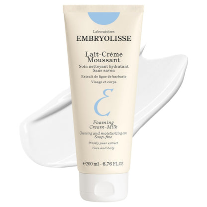 Embryolisse Schaumcreme-Milch. Feuchtigkeitsspendender Reiniger für Gesicht und Körper, seifenfrei, vegane Formel, 200 ml
