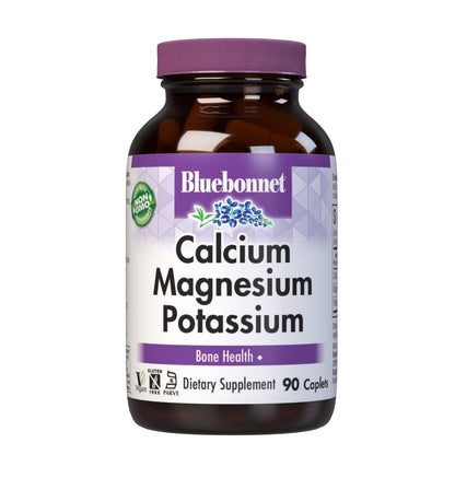 Bluebonnet Calcium Magnesium Potassium Supplement – 1000mg Calcium, Mineralien in Chelat-Form, Nicht-GMO, Vegan, Glutenfrei – 90 Kapseln