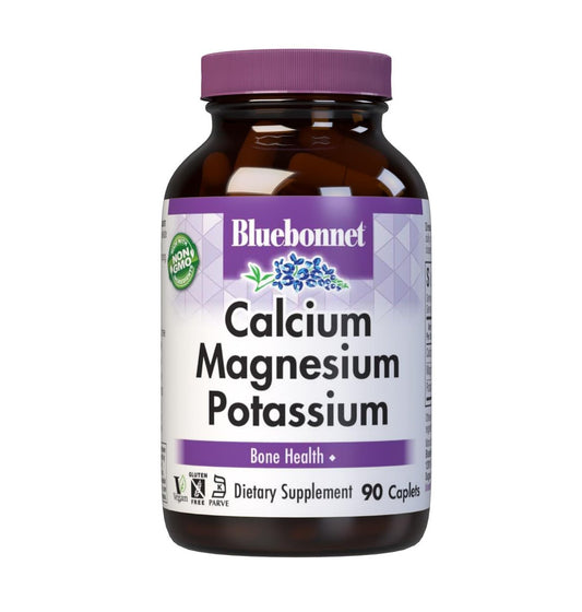 Bluebonnet Calcium Magnesium Potassium Supplement – 1000mg Calcium, Mineralien in Chelat-Form, Nicht-GMO, Vegan, Glutenfrei – 90 Kapseln