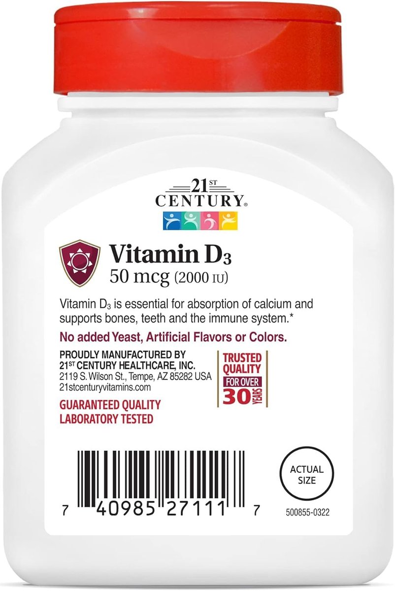 21st Century D3 2000 IE Tabletten, 110 Stück | Vitamin D Nahrungsergänzung