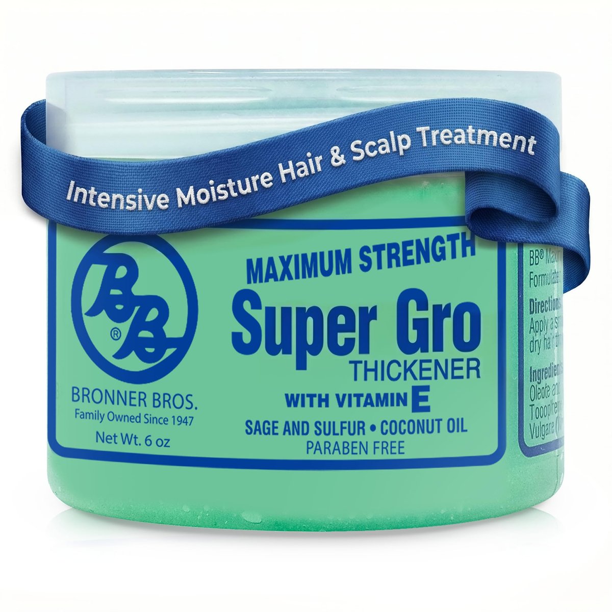 Bronner Bros BB Super Gro Max – Haarpflege und Kopfhautbehandlung in Maximalstärke, feuchtigkeitsspendende Pomade für trockene Kopfhaut & gegen Haarbruch, mit Kokosöl, Vitaminen, Salbei & Schwefel, für alle Haartypen, 170 g