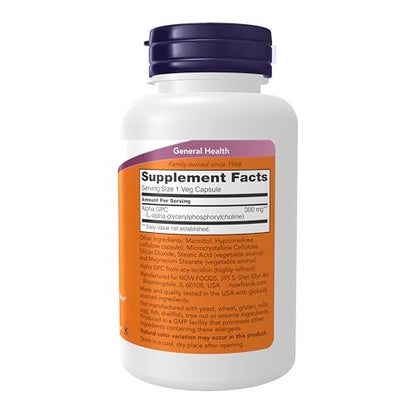 NOW Supplements, Alpha GPC 300 mg – Bioverfügbare Cholin-Quelle, 60 vegane Kapseln