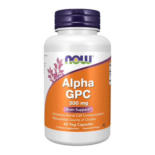 NOW Supplements, Alpha GPC 300 mg – Bioverfügbare Cholin-Quelle, 60 vegane Kapseln