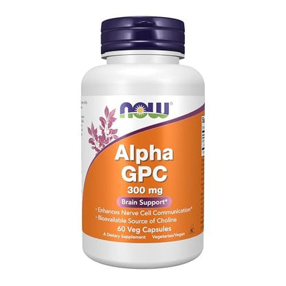 NOW Supplements, Alpha GPC 300 mg – Bioverfügbare Cholin-Quelle, 60 vegane Kapseln