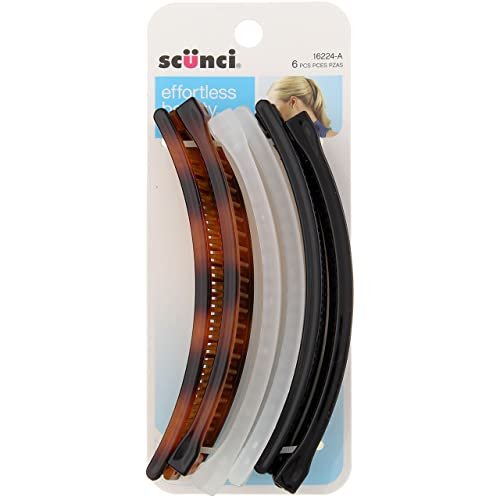 Scunci 5-Zoll-Bananenkämme, gemischte Farben, 6 Stück pro Packung (1 Packung)