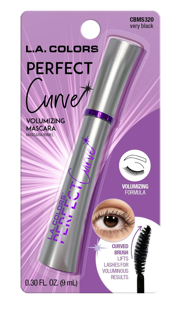 L.A. COLORS Perfect Curved Mascara Black – Geschwungene Wimperntusche für Volumen und Schwung