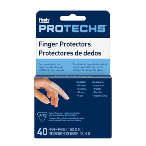 Flents Protechs Fingerkuppenschutz & Zehenkappen – Ideal für Blasen, Schürfwunden, Stiche, Verbrennungen und Schnitte – Feuchtigkeits- und Schmutzundurchlässig – Gummi – Gemischte Größen (S/M/L) – 40 Stück
