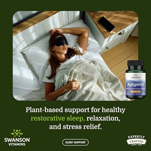 Swanson Apigenin – Schlaf- und Entspannungsergänzung – Natürliche Unterstützung – 90 Kapseln, 50 mg (Verpackung kann variieren)