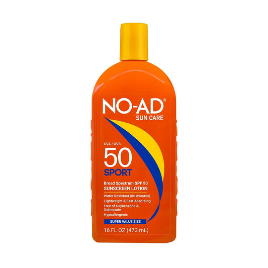 NO-AD Sport Sonnenlotion SPF 50 – 473 ml wasserfester Sonnenschutz für Sportler