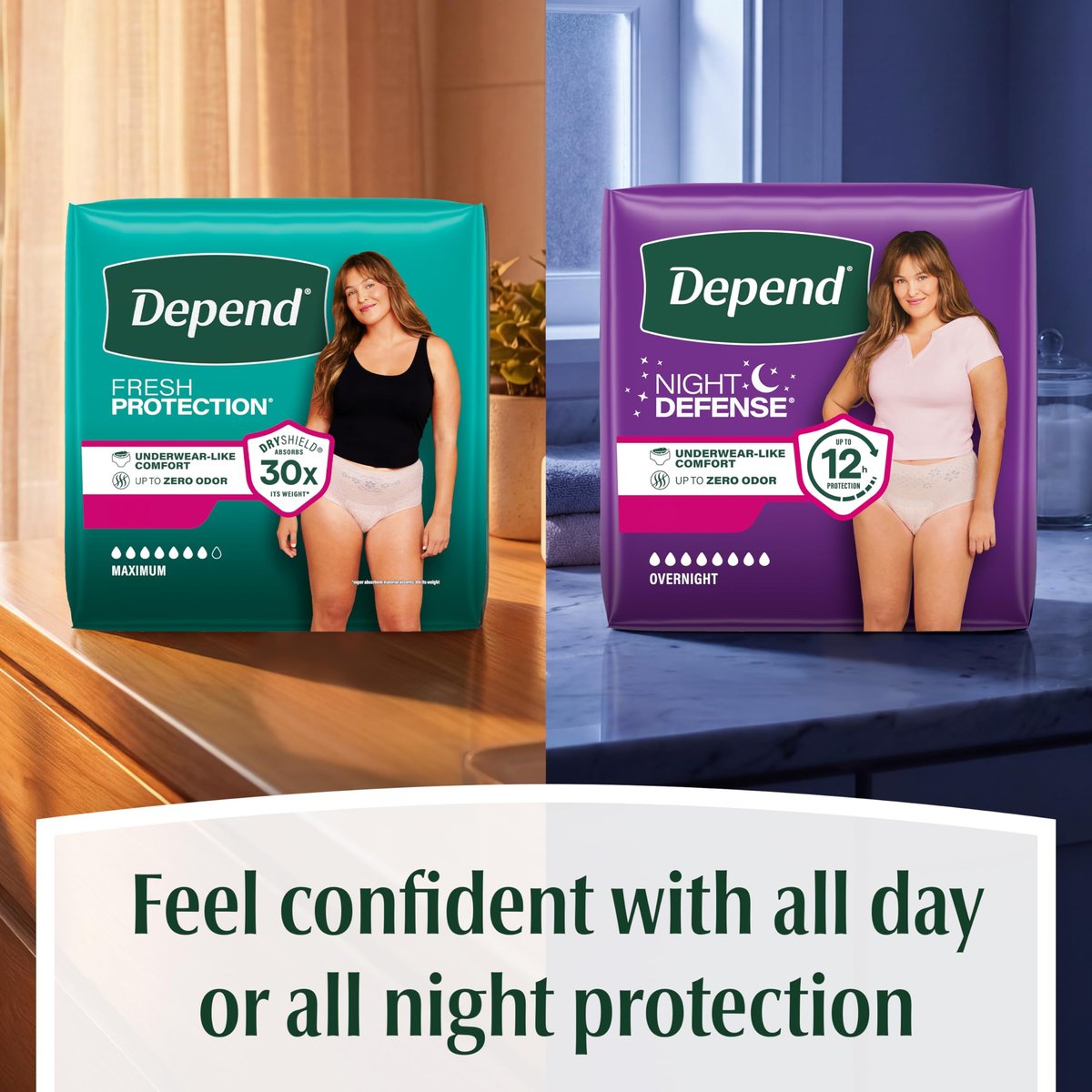 Depend Fresh Protection Damen Inkontinenzslip, Einweg, Maxi, Größe Large, Blush, 17 Stück