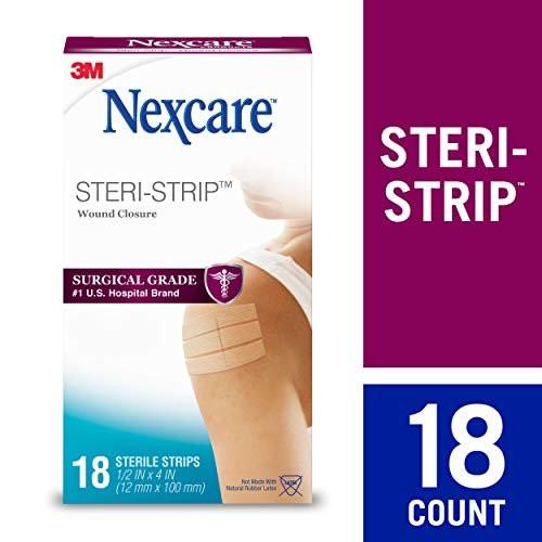 Nexcare Steri-Strip Wundverschlussstreifen, atmungsaktive Streifen zum festen Verschließen kleiner Wunden, ideal nach Nähten oder Klammern – 18 Stück