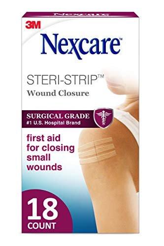Nexcare Steri-Strip Wundverschlussstreifen, atmungsaktive Streifen zum festen Verschließen kleiner Wunden, ideal nach Nähten oder Klammern – 18 Stück