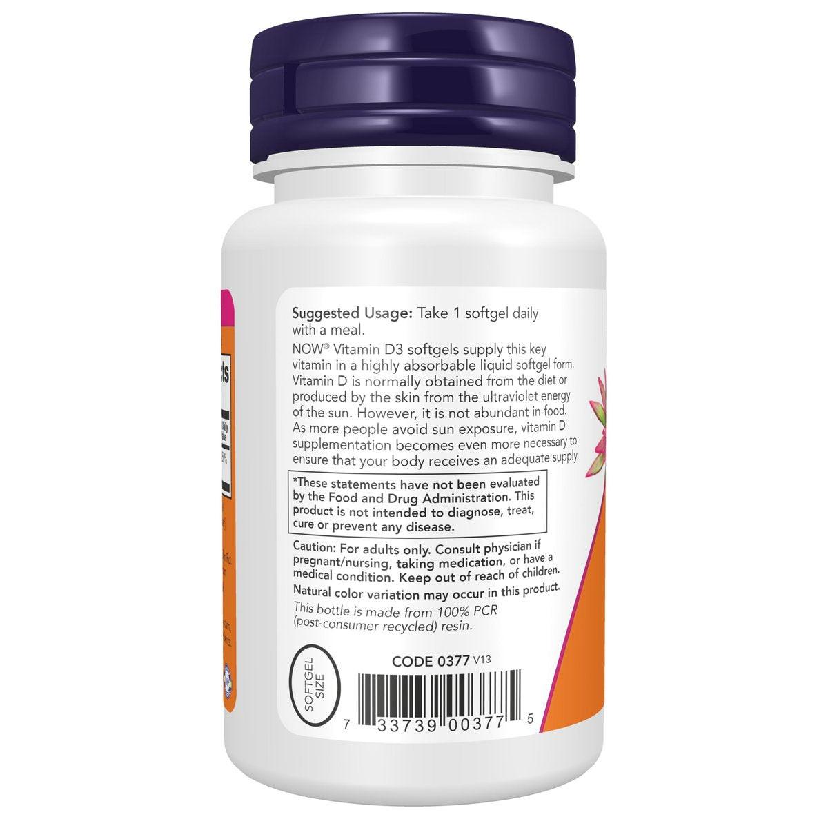 NOW Foods Vitamin D-3 2.000 IE Hochdosiert, Strukturelle Unterstützung*, 240 Weichkapseln