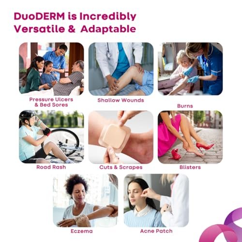 Convatec DuoDERM Kontroll-Gel-Formel 4x4 Zoll Hydrokolloid Steriler Haftverband für Teil- und Vollhautwunden, Medizinische Qualität, Latexfrei, Wasserdicht, Quadratisch, Beige, 5er Pack