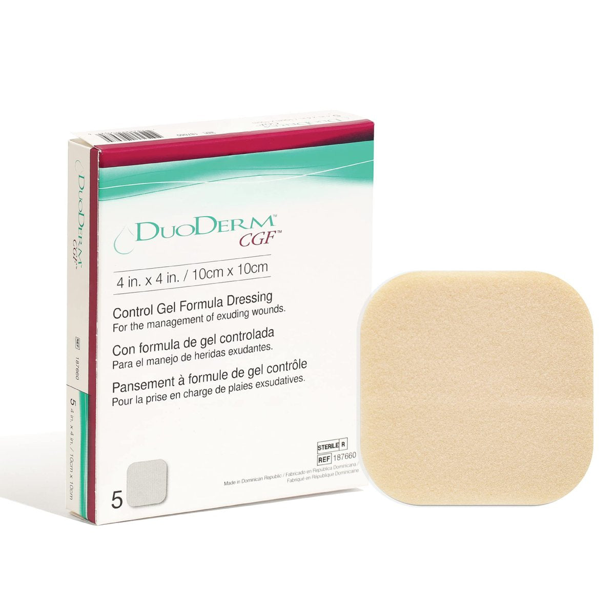 Convatec DuoDERM Kontroll-Gel-Formel 4x4 Zoll Hydrokolloid Steriler Haftverband für Teil- und Vollhautwunden, Medizinische Qualität, Latexfrei, Wasserdicht, Quadratisch, Beige, 5er Pack