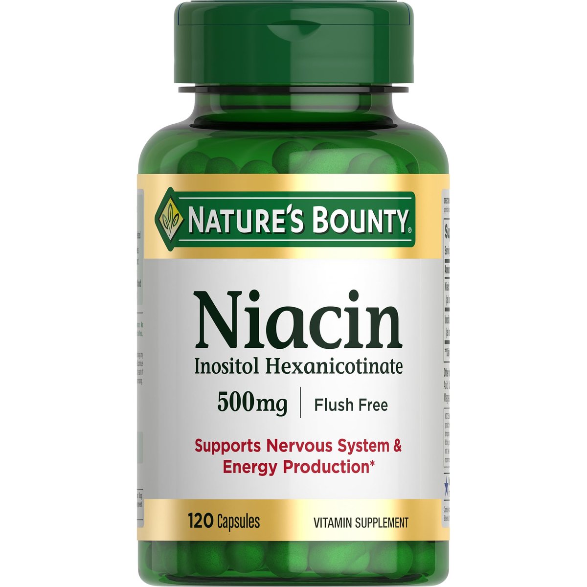 Nature's Bounty Niacin 500 mg Flush Free – Unterstützung für Zellenergie und Nervensystem, 120 Kapseln