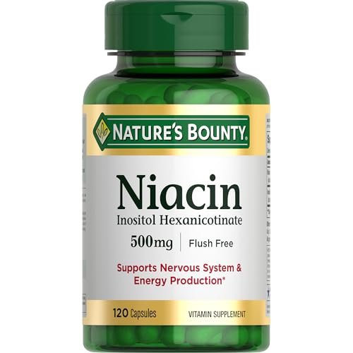 Nature's Bounty Niacin 500 mg Flush Free – Unterstützung für Zellenergie und Nervensystem, 120 Kapseln