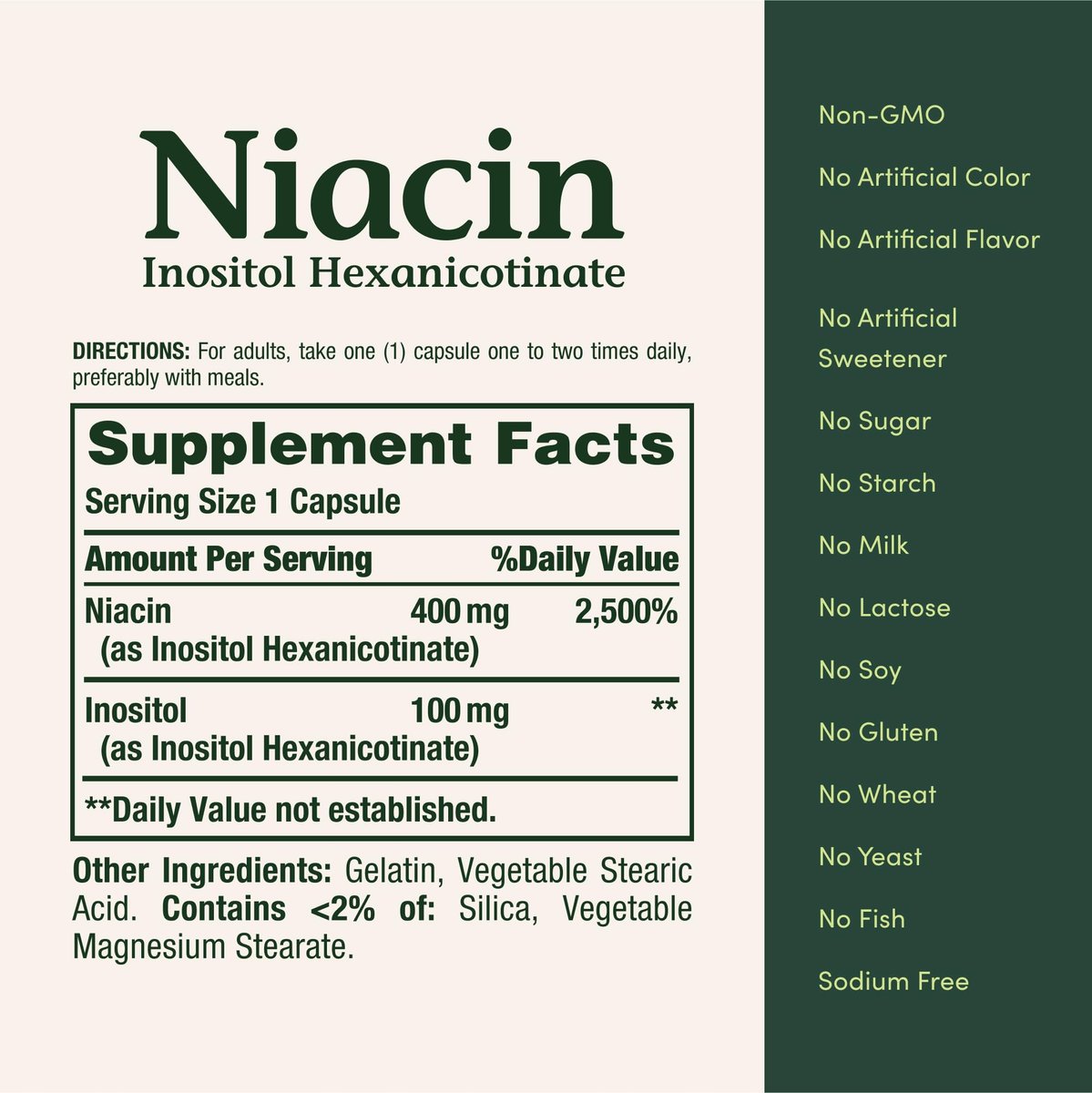 Nature's Bounty Niacin 500 mg Flush Free – Unterstützung für Zellenergie und Nervensystem, 120 Kapseln