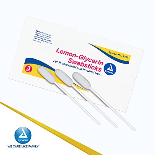 Dynarex Zitronen-Glycerin Wattestäbchen – 75 Stück (3er-Pack) für erfrischende Mundpflege bei Trockenheit
