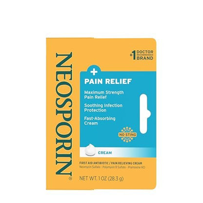 Neosporin + Maximale Schmerzlinderung Zweifach Wirkung Creme – Antibiotika & Analgetikum für Erste Hilfe bei kleinen Schnitten, Schürfwunden & Verbrennungen, 28 g
