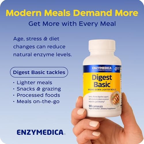 Enzymedica Digest Basic – Essentielle Verdauungsenzyme, volle Spektrum, 90 Kapseln