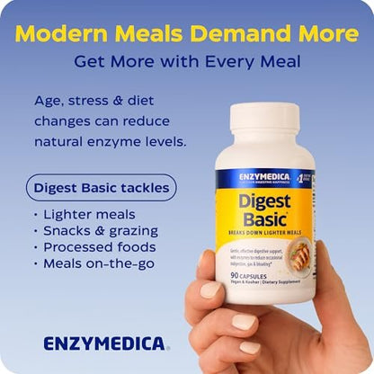 Enzymedica Digest Basic – Essentielle Verdauungsenzyme, volle Spektrum, 90 Kapseln