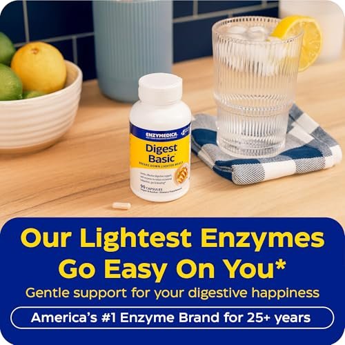 Enzymedica Digest Basic – Essentielle Verdauungsenzyme, volle Spektrum, 90 Kapseln