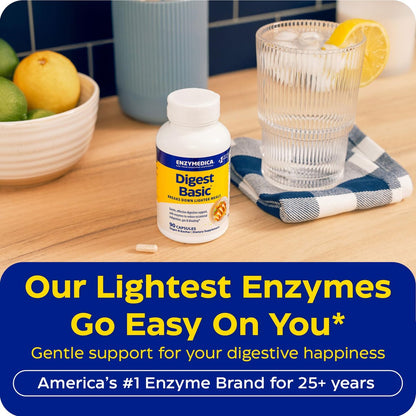 Enzymedica Digest Basic – Essentielle Verdauungsenzyme, volle Spektrum, 90 Kapseln