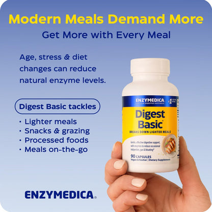 Enzymedica Digest Basic – Essentielle Verdauungsenzyme, volle Spektrum, 90 Kapseln