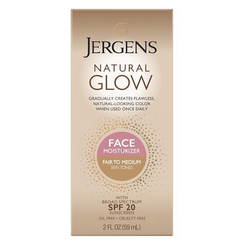Jergens Natural Glow Tägliche Gesichtsfeuchtigkeitscreme mit Selbstbräuner, Helle bis Mittlere Hauttöne, 59 ml