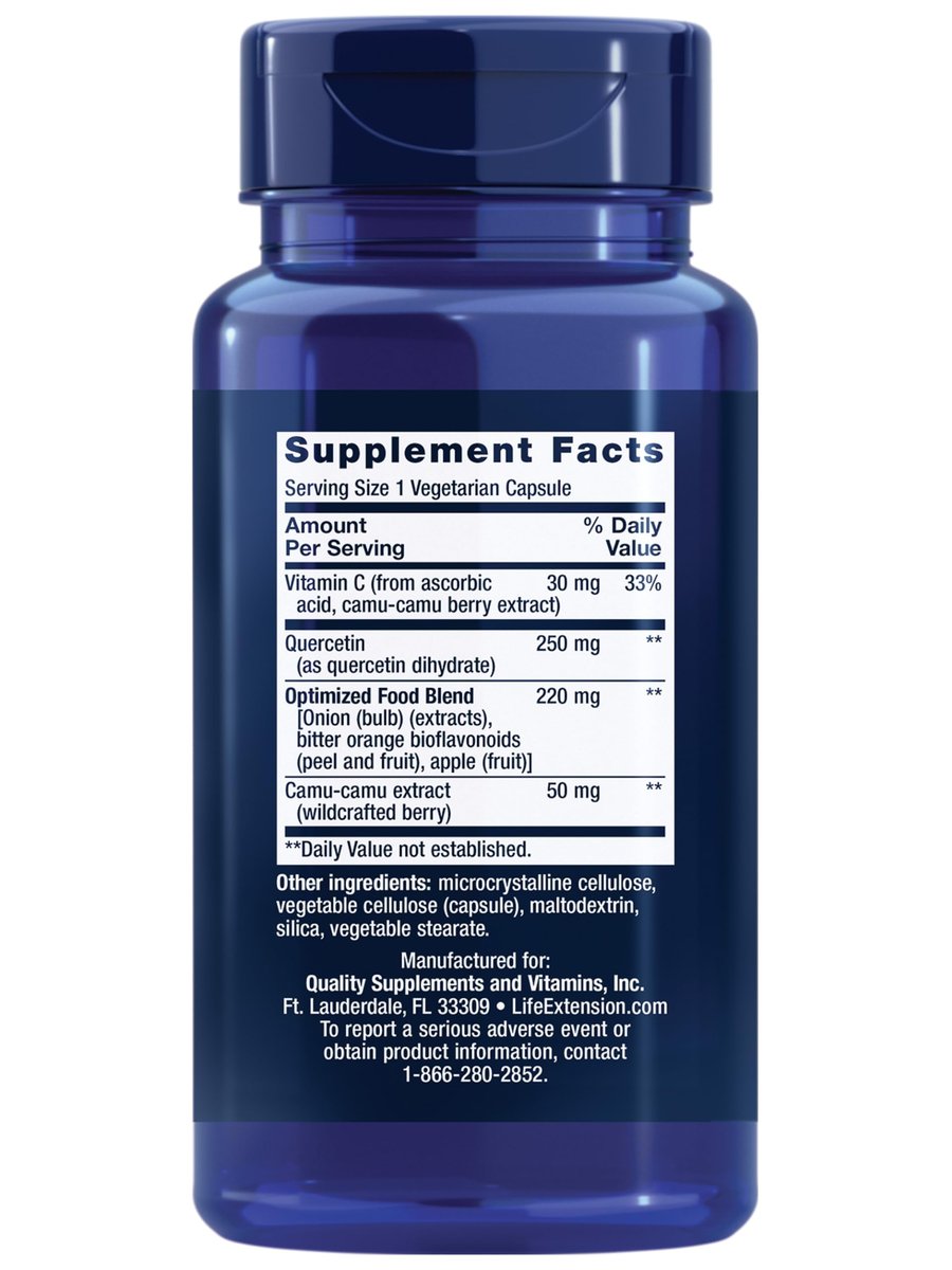 Life Extension Optimiertes Quercetin 250 mg – Unterstützt Immun- und Herzgesundheit, Nicht-GVO, Glutenfrei – 60 vegane Kapseln