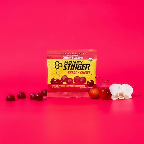 Honey Stinger Bio-Kirschblüten-Energiekaugummi, glutenfrei & koffeinfrei, für Training, Laufen und Sport, 21,6 Unzen (12er-Pack)