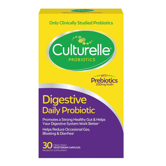 Culturelle Tägliche Probiotika Kapseln für Männer & Frauen – Der klinisch am meisten untersuchte probiotische Stamm – Unterstützt Verdauung & Darmgesundheit, gelegentlichen Durchfall, Blähungen – 30 Kapseln (1 Monatsvorrat)