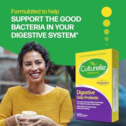 Culturelle Tägliche Probiotika Kapseln für Männer & Frauen – Der klinisch am meisten untersuchte probiotische Stamm – Unterstützt Verdauung & Darmgesundheit, gelegentlichen Durchfall, Blähungen – 30 Kapseln (1 Monatsvorrat)