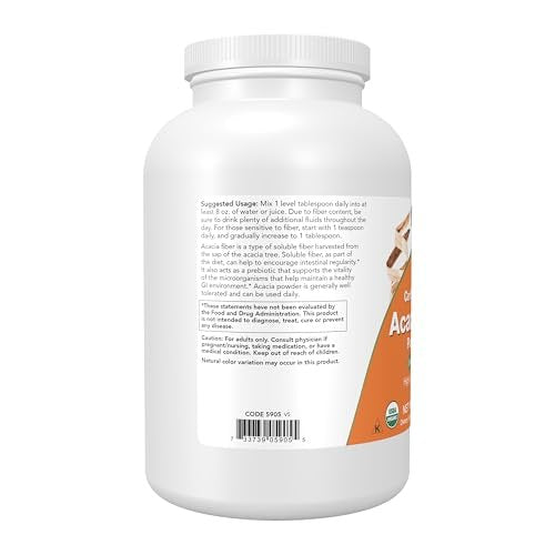 NOW Foods Akazienfaser Bio Pulver, hochlöslich, mischt sich leicht, 340 g