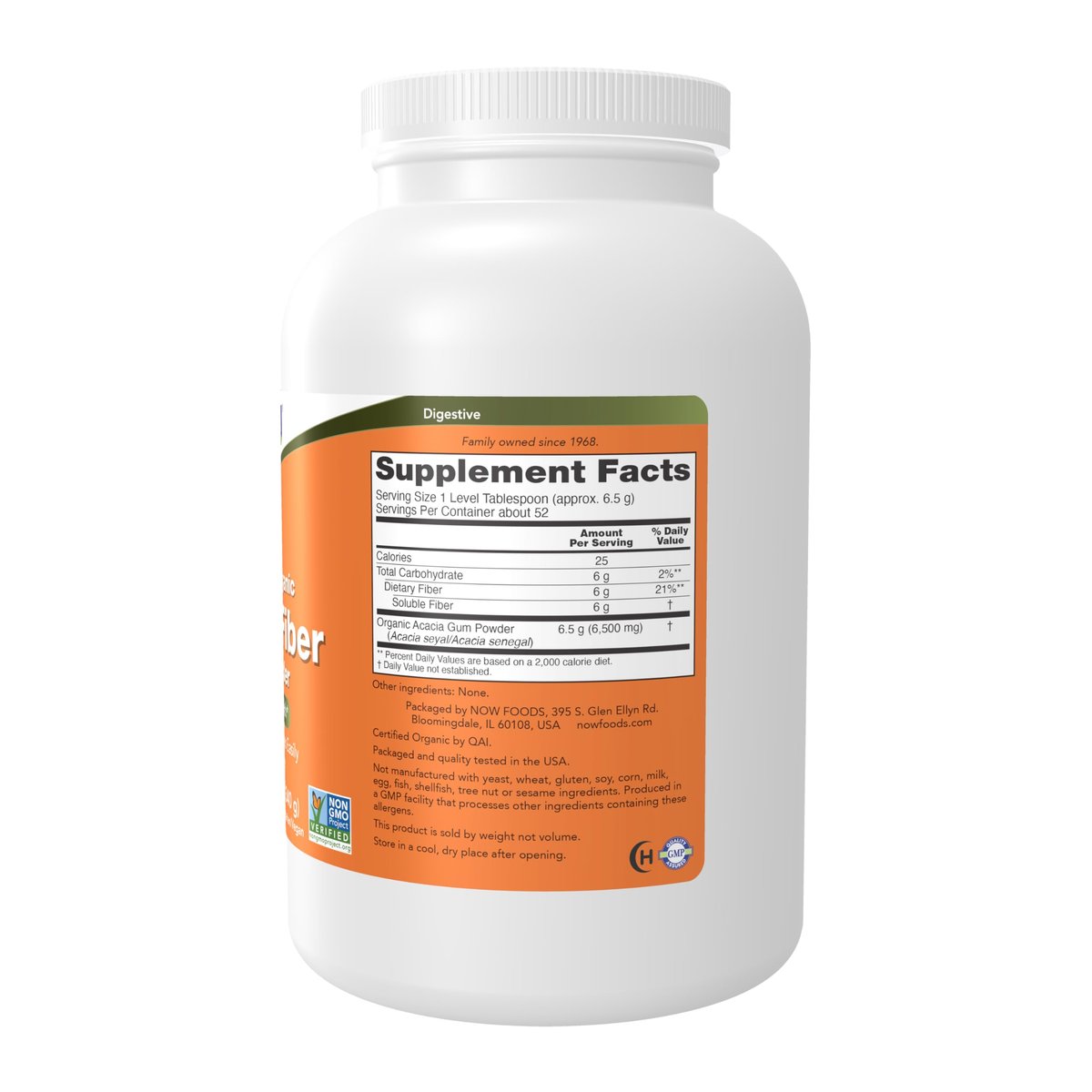 NOW Foods Akazienfaser Bio Pulver, hochlöslich, mischt sich leicht, 340 g
