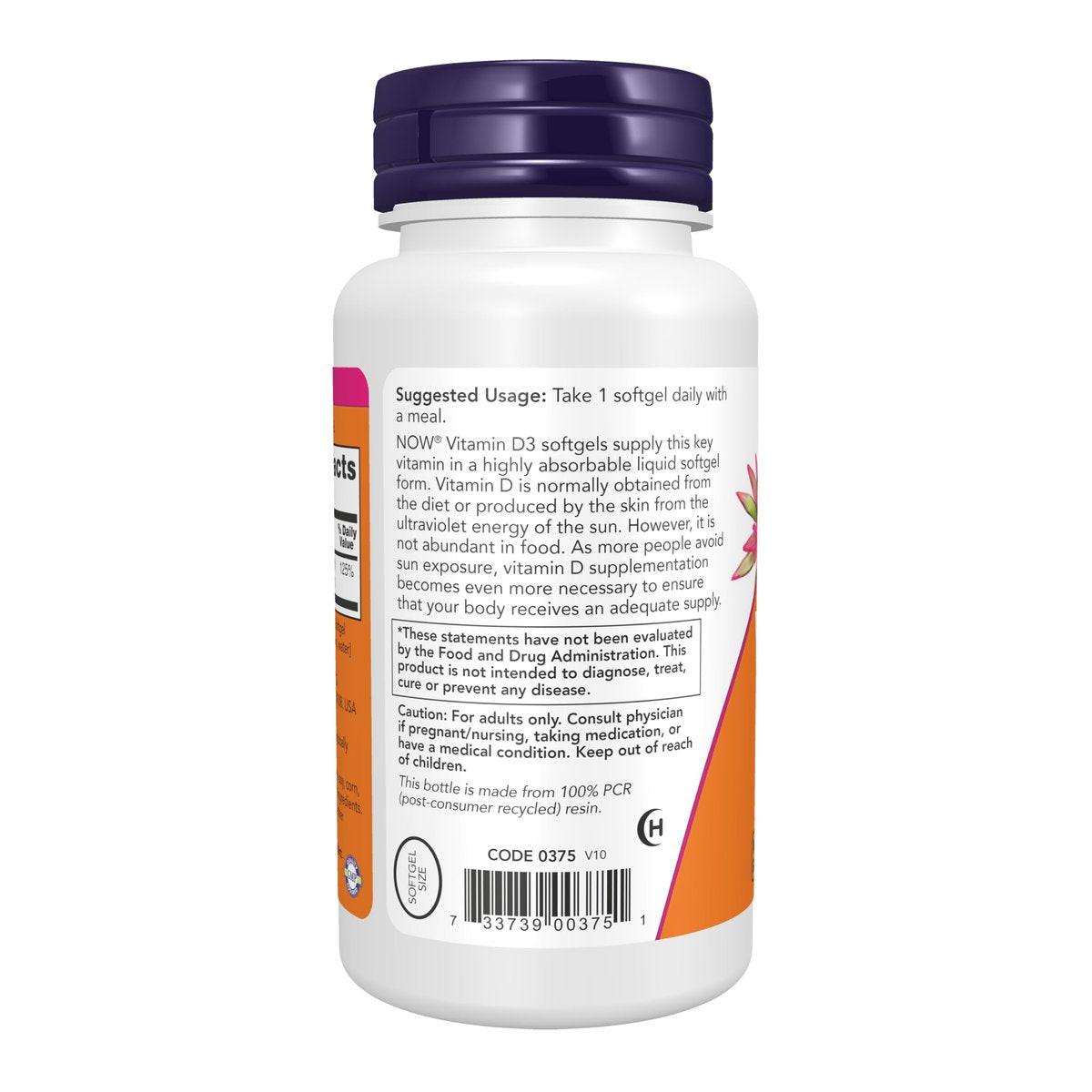 NOW Foods Vitamin D-3 1.000 IE – 360 Weichkapseln, hochdosiert für starke Knochen & Immunsystem