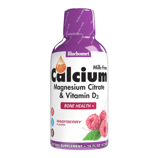 Bluebonnet Liquid Calcium Citrate Magnesium Citrate mit Vitamin D3 – 16 Fl Oz, Himbeergeschmack, für die Knochengesundheit, glutenfrei, sojafrei, milchfrei, koscher