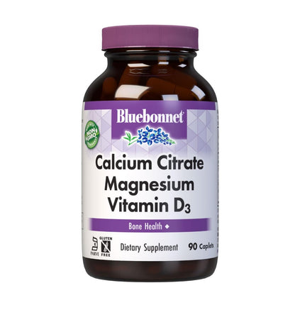 Bluebonnet Nutrition Calciumcitrat-Magnesium plus Vitamin D3 Kapseln - Knochengesundheit & Muskelentspannung, Non-GMO, gluten-, soja- & milchfrei, koscher, 90 Kapseln