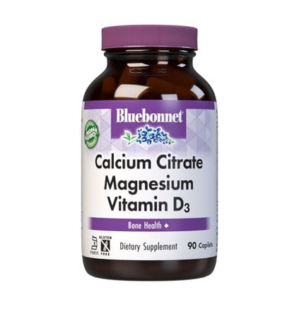 Bluebonnet Nutrition Calciumcitrat-Magnesium plus Vitamin D3 Kapseln - Knochengesundheit & Muskelentspannung, Non-GMO, gluten-, soja- & milchfrei, koscher, 90 Kapseln