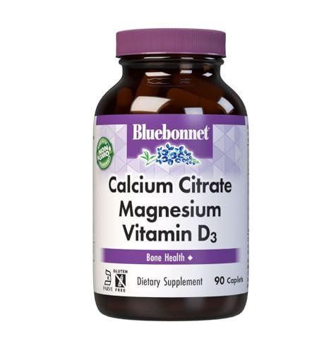 Bluebonnet Nutrition Calciumcitrat-Magnesium plus Vitamin D3 Kapseln - Knochengesundheit & Muskelentspannung, Non-GMO, gluten-, soja- & milchfrei, koscher, 90 Kapseln