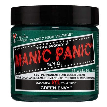 MANIC PANIC Classic Green Envy Semi-Permanente Haarfarbe – Emeraldgrüne Haartönung für Damen und Herren, hält 4-6 Wochen – Vegan, Ammoniakfrei & Tierversuchsfrei – Kreiere & Mische individuelle Farbtöne (118 ml)
