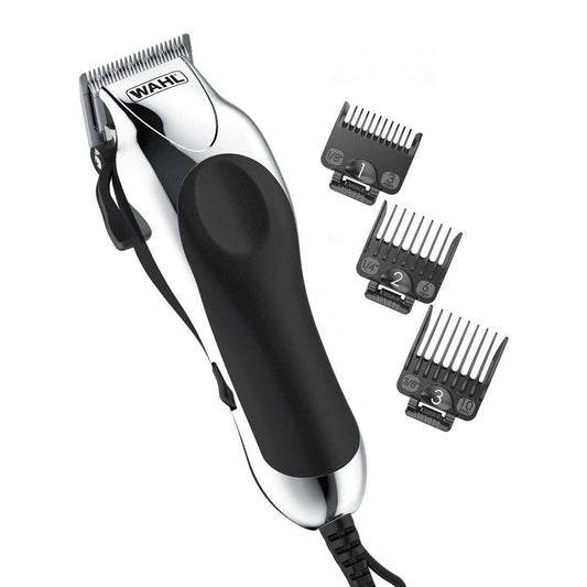 Wahl USA Chrome Pro Haarschneide-Kit für Herren – Kabelgebundener Haarschneider, Barttrimmer & Pflegeset – Modell 3024635, 24-teilig