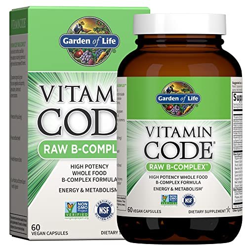 Garden of Life Vitamin B-Komplex – 60 vegane Kapseln mit hoher Potenz für Energie & Stoffwechsel, inkl. B6, Folat & B12 als Methylcobalamin plus Probiotika