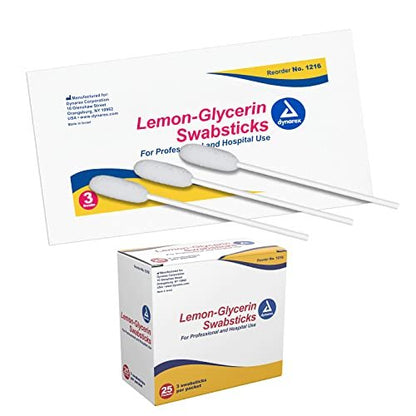 Dynarex Lemon-Glycerin Swabsticks – 75 Stück, erfrischende Mundpflege bei Mundtrockenheit, sanfte Reinigung & Befeuchtung