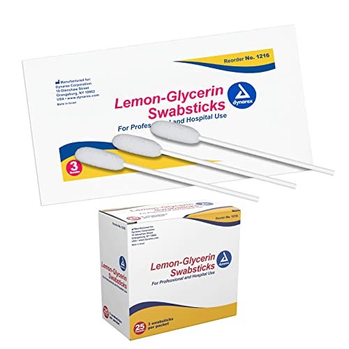 Dynarex Lemon-Glycerin Swabsticks – 75 Stück, erfrischende Mundpflege bei Mundtrockenheit, sanfte Reinigung & Befeuchtung