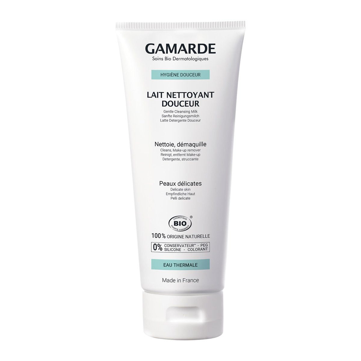 Gamarde Sanfte Reinigungsmilch – Gesichtsreiniger und Make-up-Entferner mit pflegendem Bienenwachs und Arganöl – für trockene oder Mischhaut – 200 ml