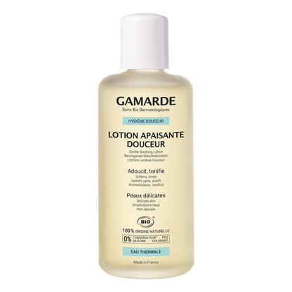 Gamarde Sanfte Beruhigungslotion - Gesichtsfeuchtigkeitscreme für Frauen mit Sonnenblumen- und Olivenölen - Pflegt, strafft und macht die Haut weich - 200 ml